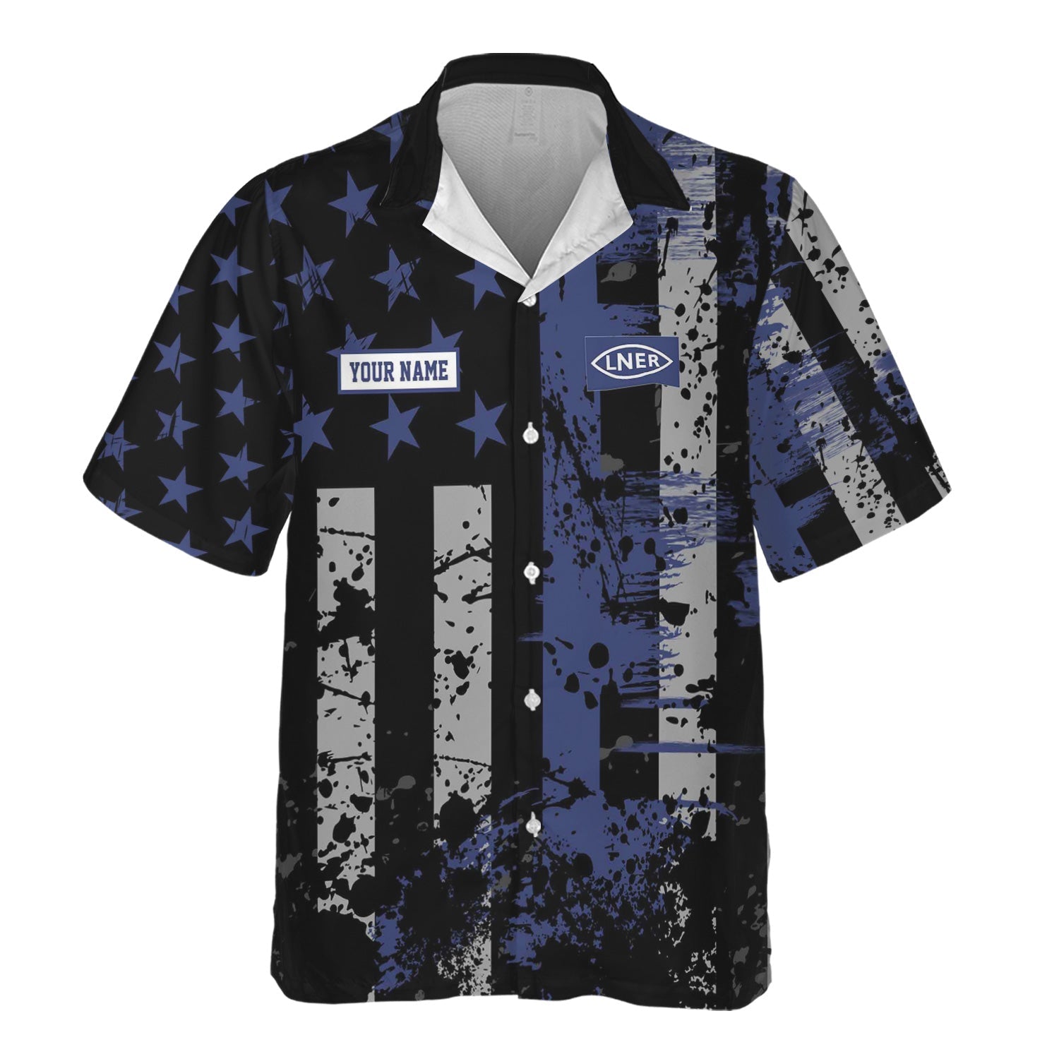 Railspirit Personalized London and North Eastern Railway Hawaiian Shirt Artistic Paint American Flag Style Train Shirt