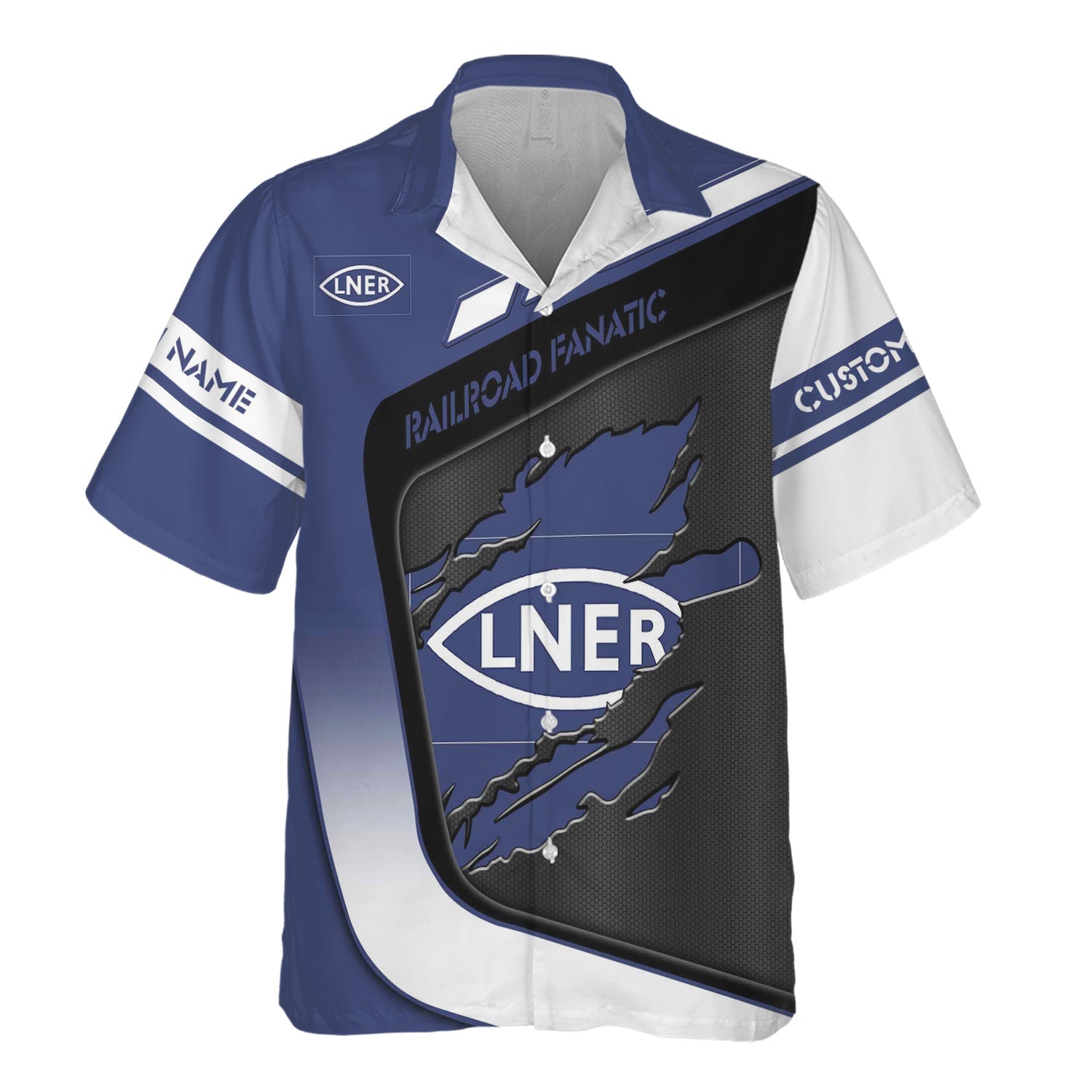 Railspirit Personalized London and North Eastern Railway Hawaiian Shirt Ripped Texture Style Train Shirt For Railroad Fanatic