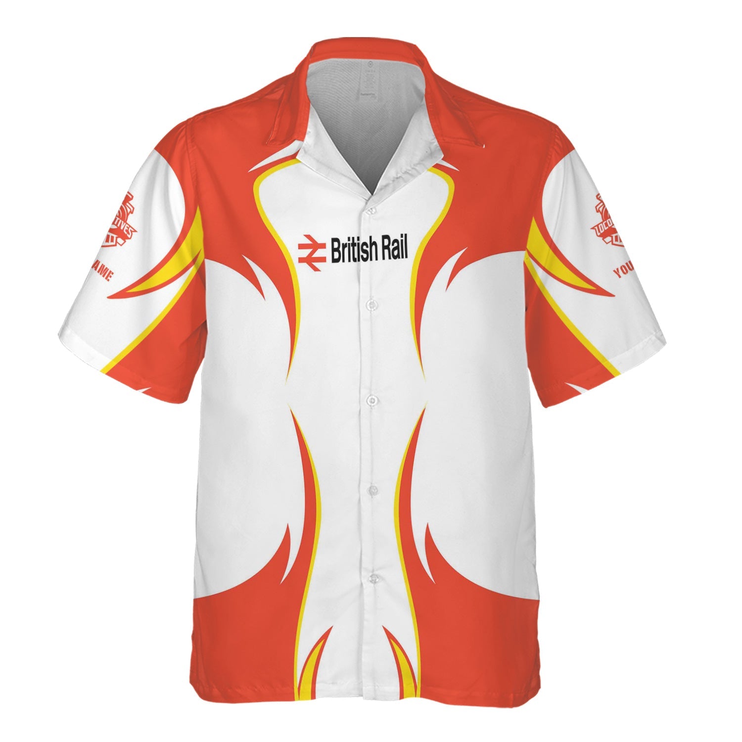 Railspirit Personalized British Railway Hawaiian Shirt Distinctive Flame Style Shirt For Steam Engine Addict