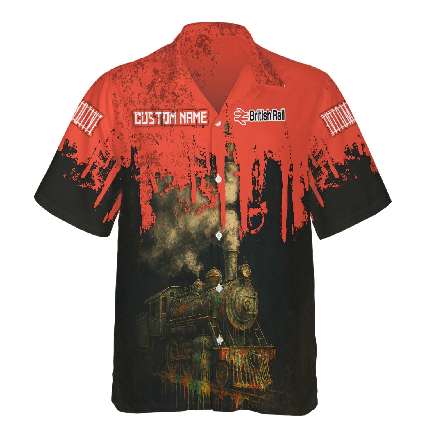 Railspirit Personalized British Railway Hawaiian Shirt Vintage Train Art Style Shirt For Locomotive Fans