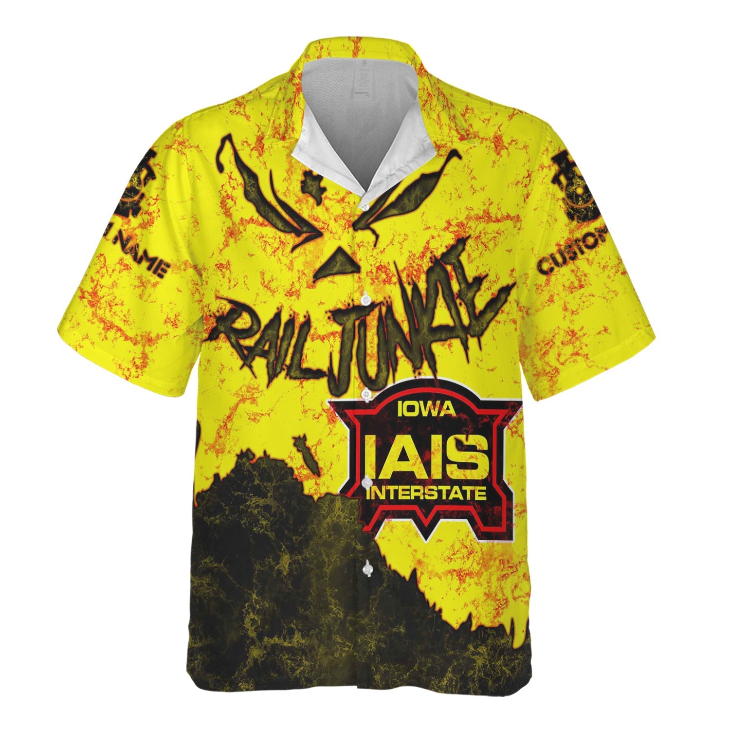 Railspirit Personalized Iowa Interstate Railroad Hawaiian Shirt Torn Graphic Style IAIS Train Shirt For Rail Junkie