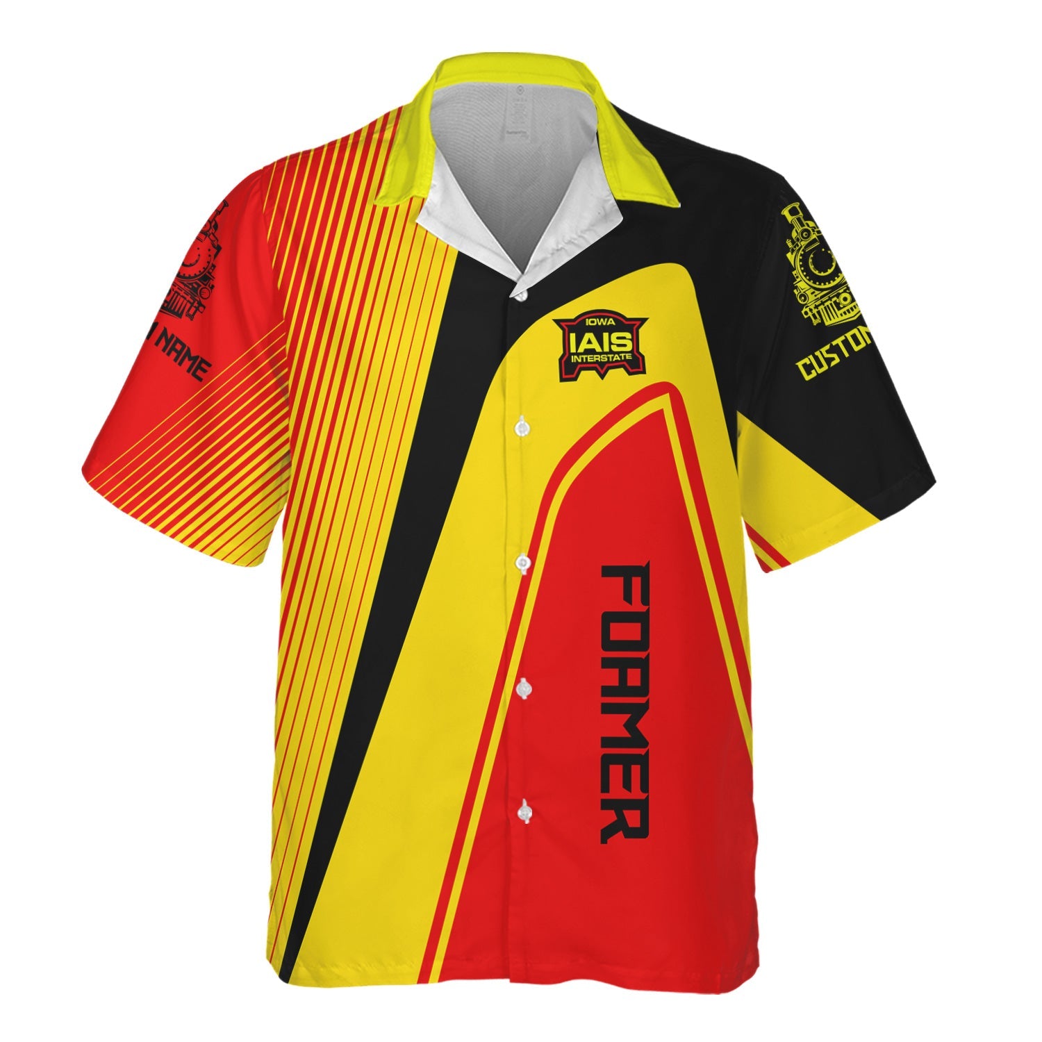 Railspirit Personalized Iowa Interstate Railroad Hawaiian Shirt Vibrant Striking Style IAIS Shirt For Rail Enthusiasts