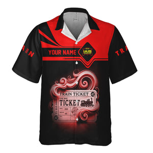 Railspirit Personalized Iowa Interstate Railroad Hawaiian Shirt Train Ticket  American Locomotive Printed Train