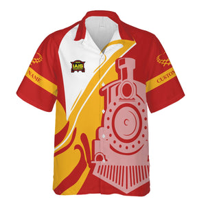 Railspirit Personalized Iowa Interstate Railroad Hawaiian Shirt Flame-Inspired Style IAIS Shirt Gift Idea For Train Lovers
