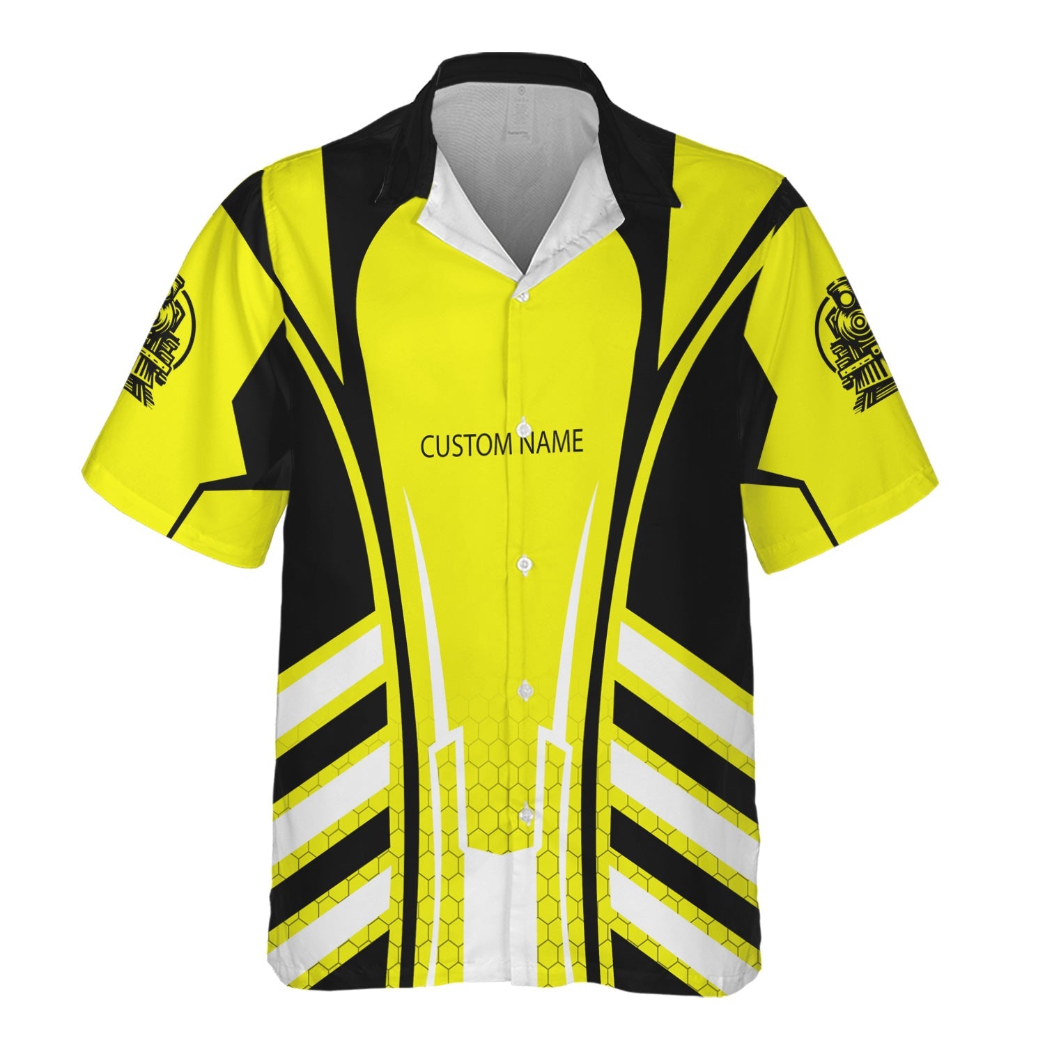 Railspirit Personalized Iowa Interstate Railroad Hawaiian Shirt Striped Railroad Style IAIS Train Shirt All Over Print