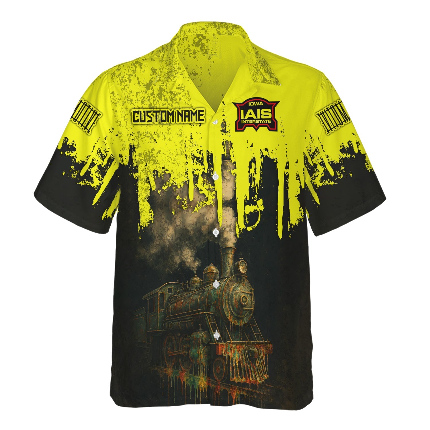 Railspirit Personalized Iowa Interstate Railroad Hawaiian Shirt Vintage Train Art Style IAIS Shirt For Locomotive Fans