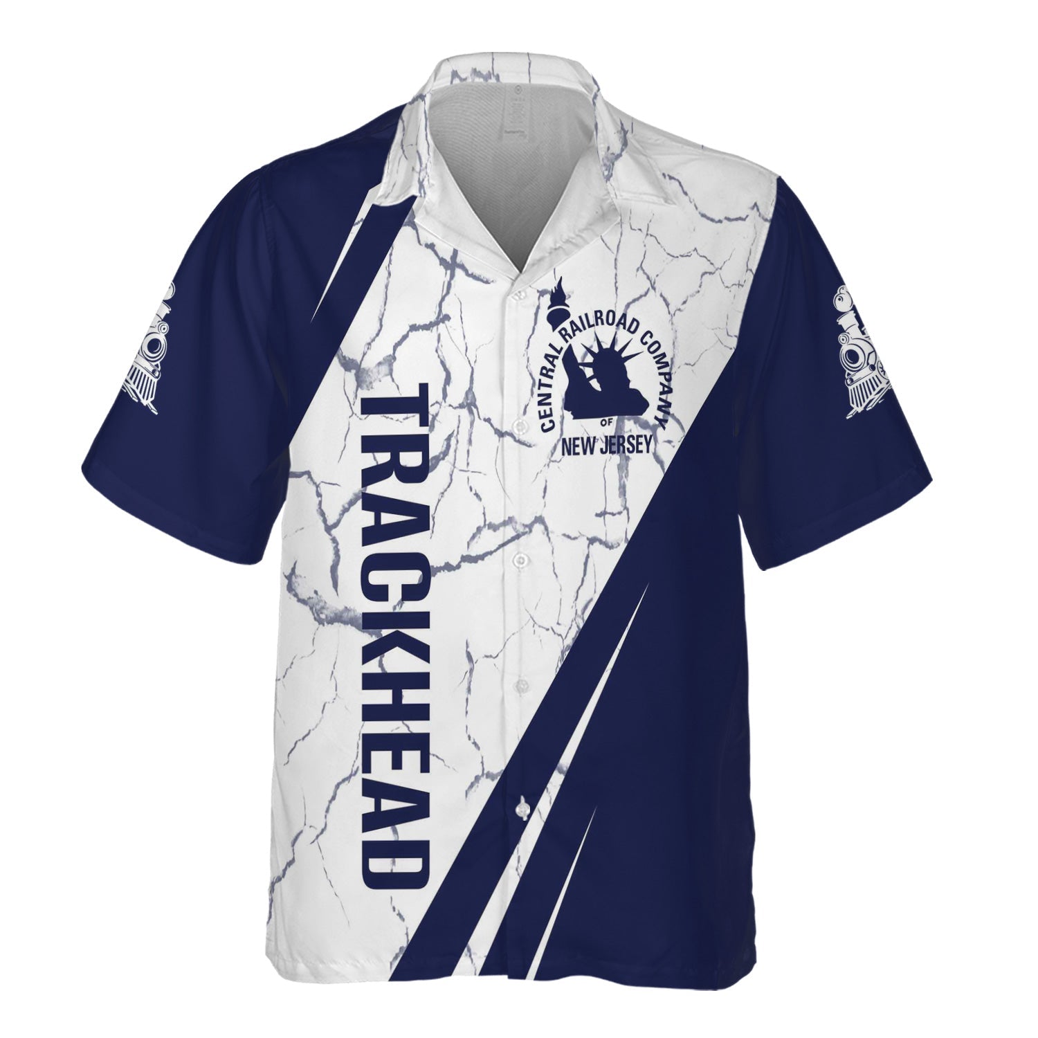 Railspirit Personalized Jersey Central Railroad Hawaiian Shirt Crackle Texture Style CNJ Shirt For Trackhead