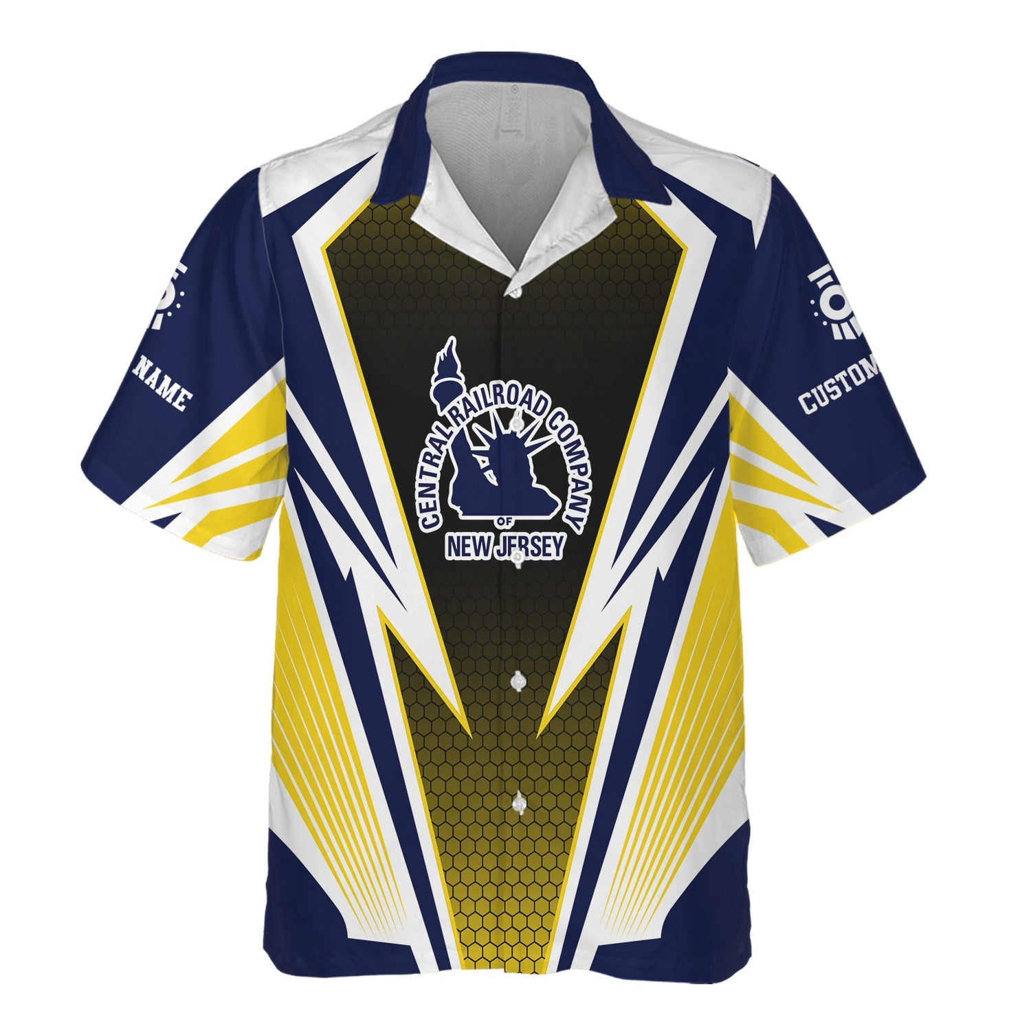 Railspirit Personalized CNJ Jersey Central Railroad Hawaiian Shirt Lightning Graphic Style Shirt Gift Idea For Train Lover