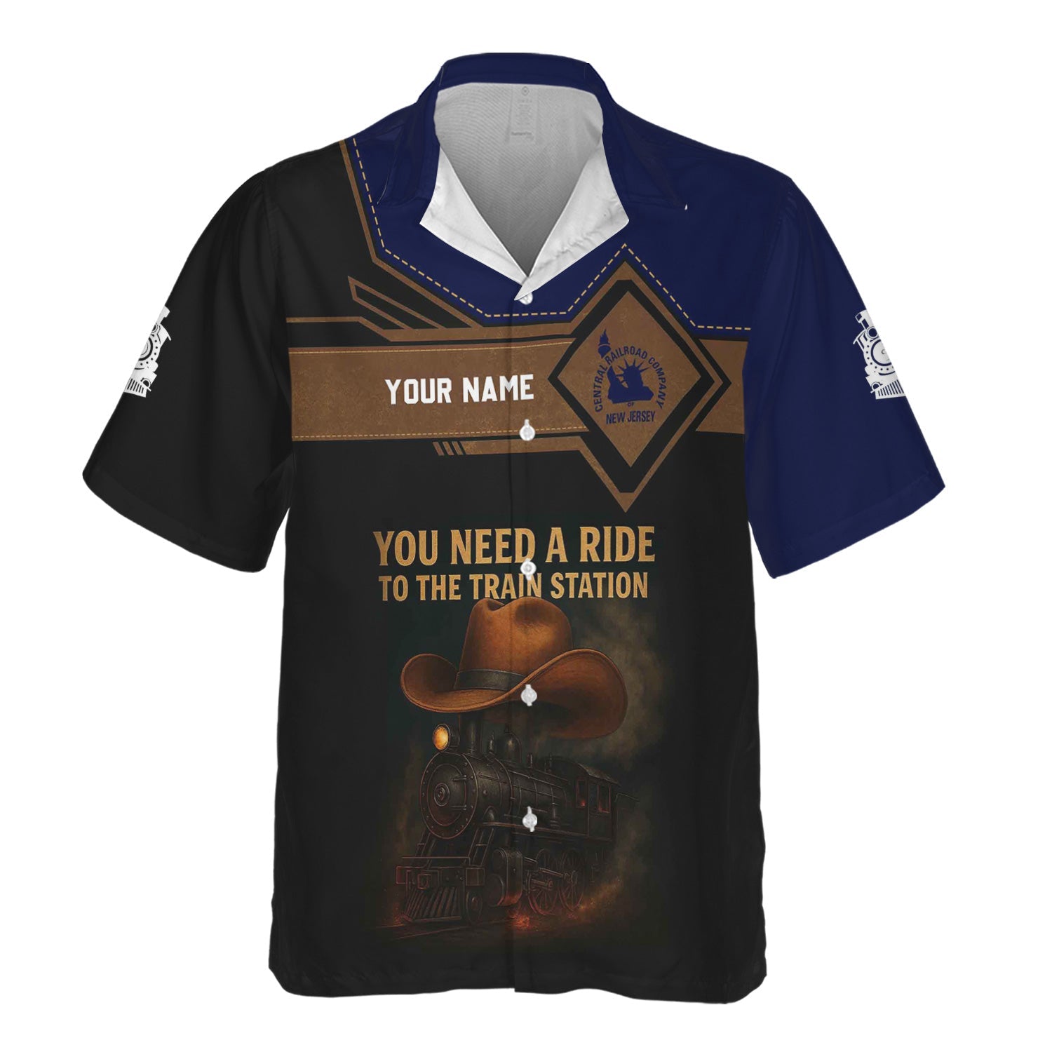 Railspirit Personalized Jersey Central Railroad Hawaiian Shirt You Need A Ride To The Train Station CNJ Shirt For Train Lovers