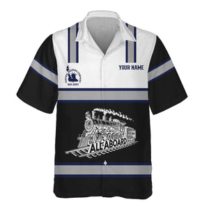 Railspirit Custom Name CNJ Jersey Central Railroad Hawaiian Shirt Eat Train Sleep Repeat Printed Train Shirt