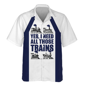 Railspirit Custom Name CNJ Jersey Central Railroad Hawaiian Shirt Yes I Need All Those Train Printed Shirt