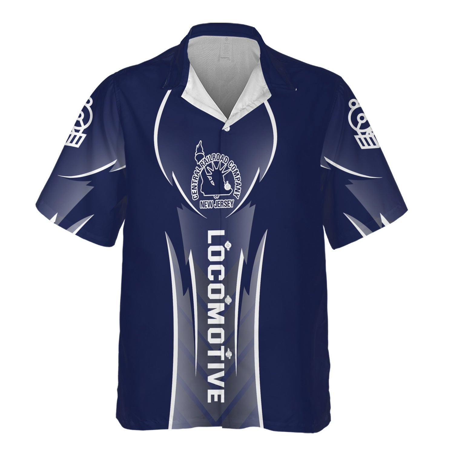 Railspirit Personalized Jersey Central Railroad Hawaiian Shirt Striking Line Style CNJ Train Shirt For Locomotive Lovers