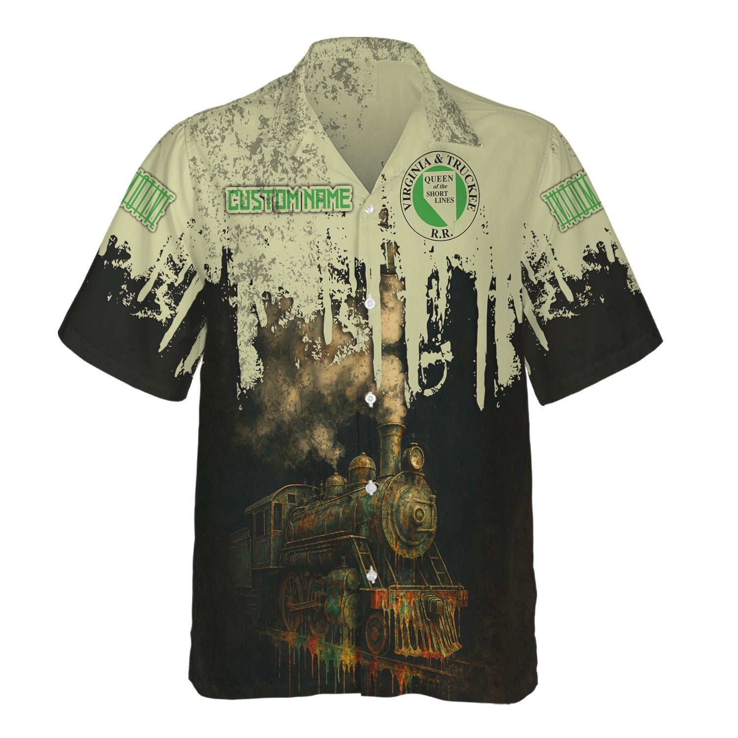 Railspirit Personalized Virginia & Truckee Railroad Hawaiian Shirt Vintage Train Art Style Shirt For Locomotive Fans
