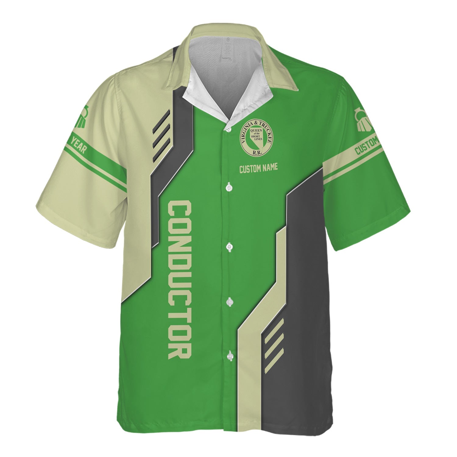 Railspirit Personalized Virginia & Truckee Railroad Hawaiian Shirt Unique Railway Style with Custom Job Train Shirt