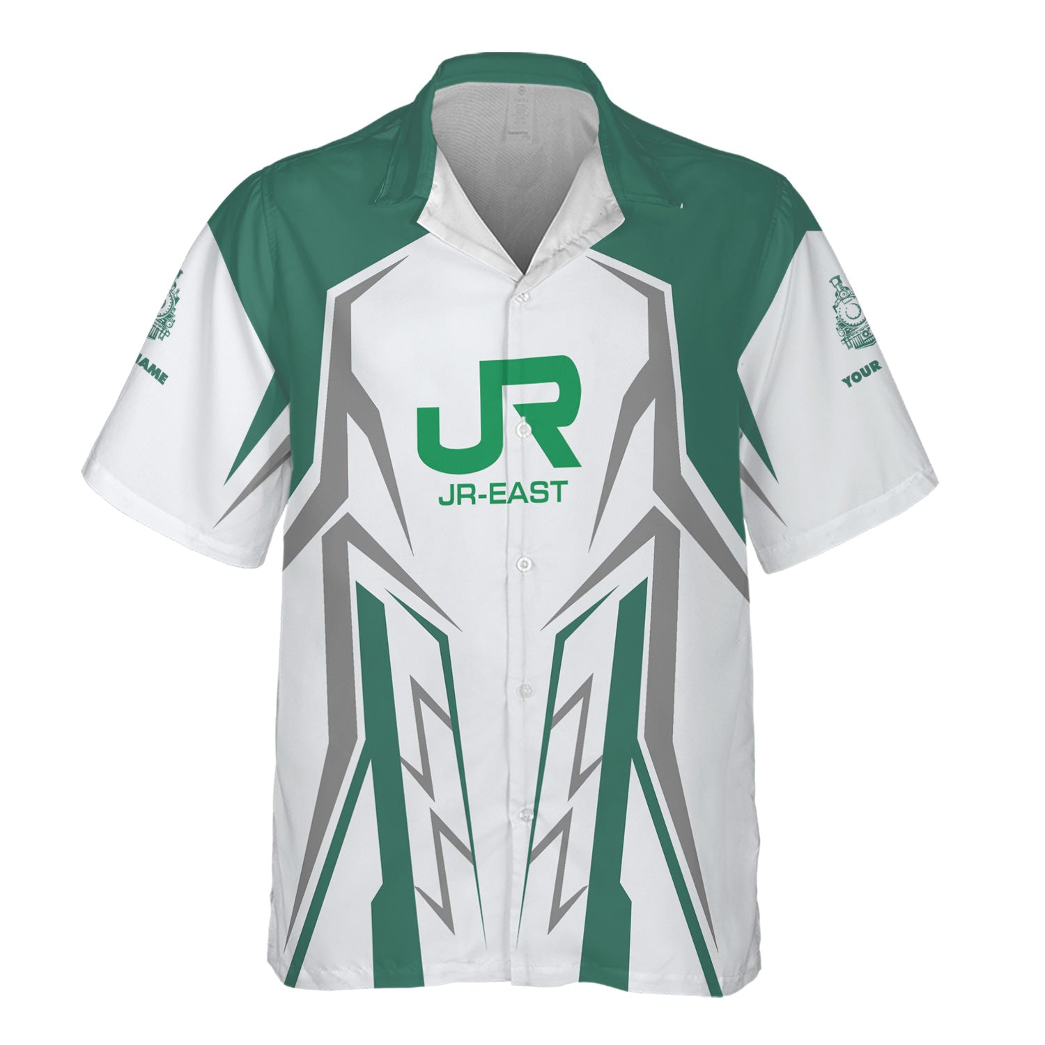 Railspirit Personalized East Japan Railway Hawaiian Shirt Futuristic Design with Custom Job JR-EAST Train Shirt