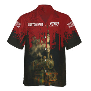 Railspirit Personalized Soo Line Railroad Hawaiian Shirt Vintage Train Art Style Shirt For Locomotive Fans