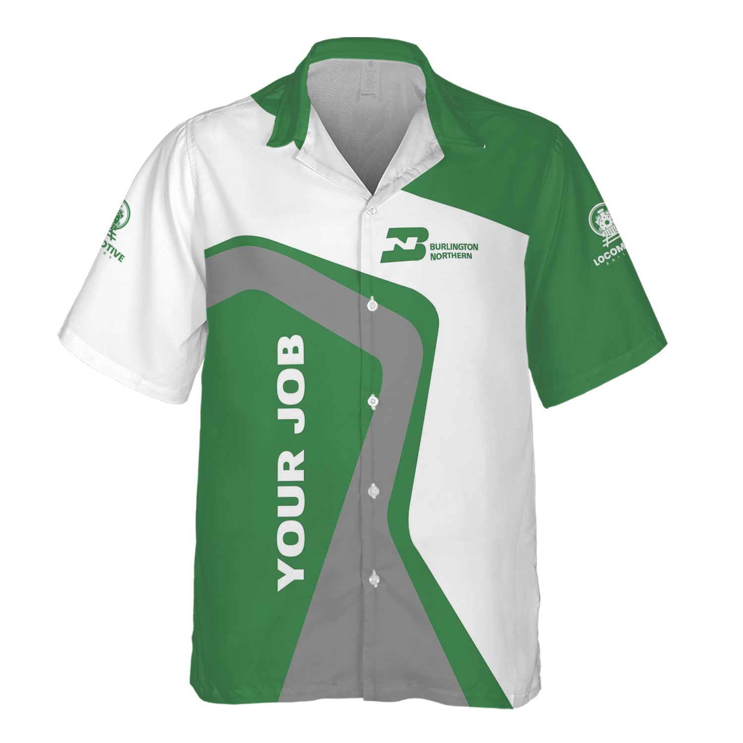 Railspirit Personalized Burlington Northern Railroad Hawaiian Shirt Unique Design with Custom Job Position Train Shirt