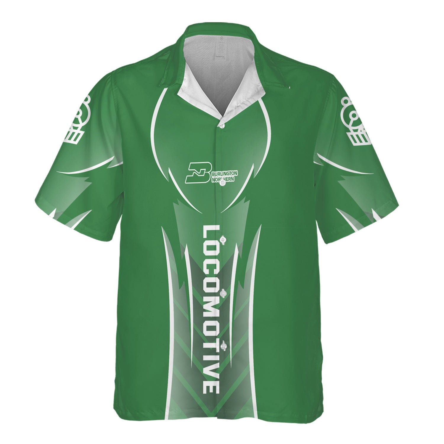 Railspirit Personalized Burlington Northern Railroad Hawaiian Shirt Striking Line Style Train Shirt For Locomotive Lovers