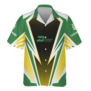 Railspirit Personalized Burlington Northern Railroad Hawaiian Shirt Lightning Graphic Style Shirt Gift Idea For Train Lover