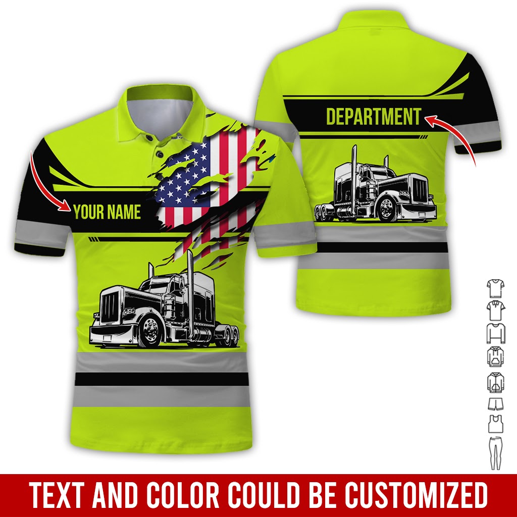 Customized Name Semi Truck Uniform Printed Clothes, Custom Trucker T-shirt