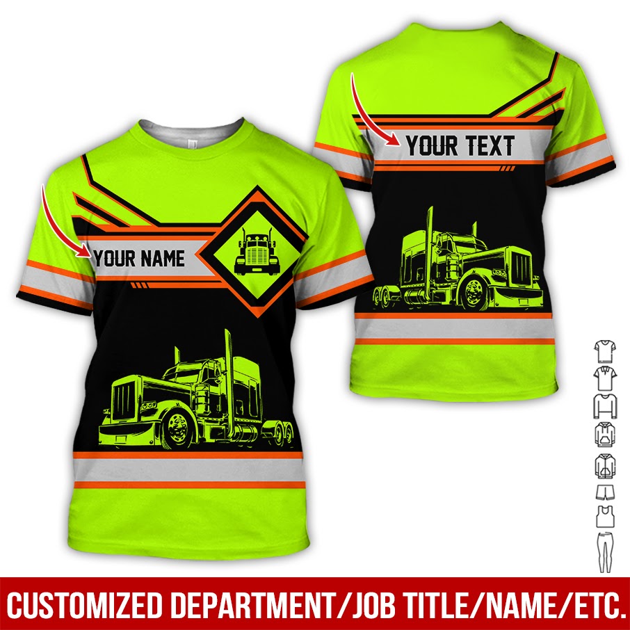 Custom Text and Love Truck Uniform Printed Clothes, Custom Driver Apparel