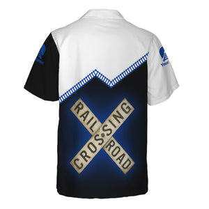 Railspirit Personalized Long Island Railroad Hawaiian Shirt Railroad Crossing Printed Train Track Shirt