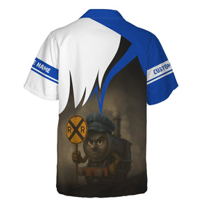 Railspirit Personalized Long Island Railroad Hawaiian Shirt Angry Train Hawaiian Shirt Gift Idea For Train Lover