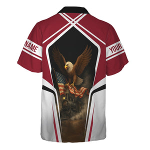 Railspirit Personalized Chicago Great Western Railroad Hawaiian Shirt American Eagle Vintage Train Shirt