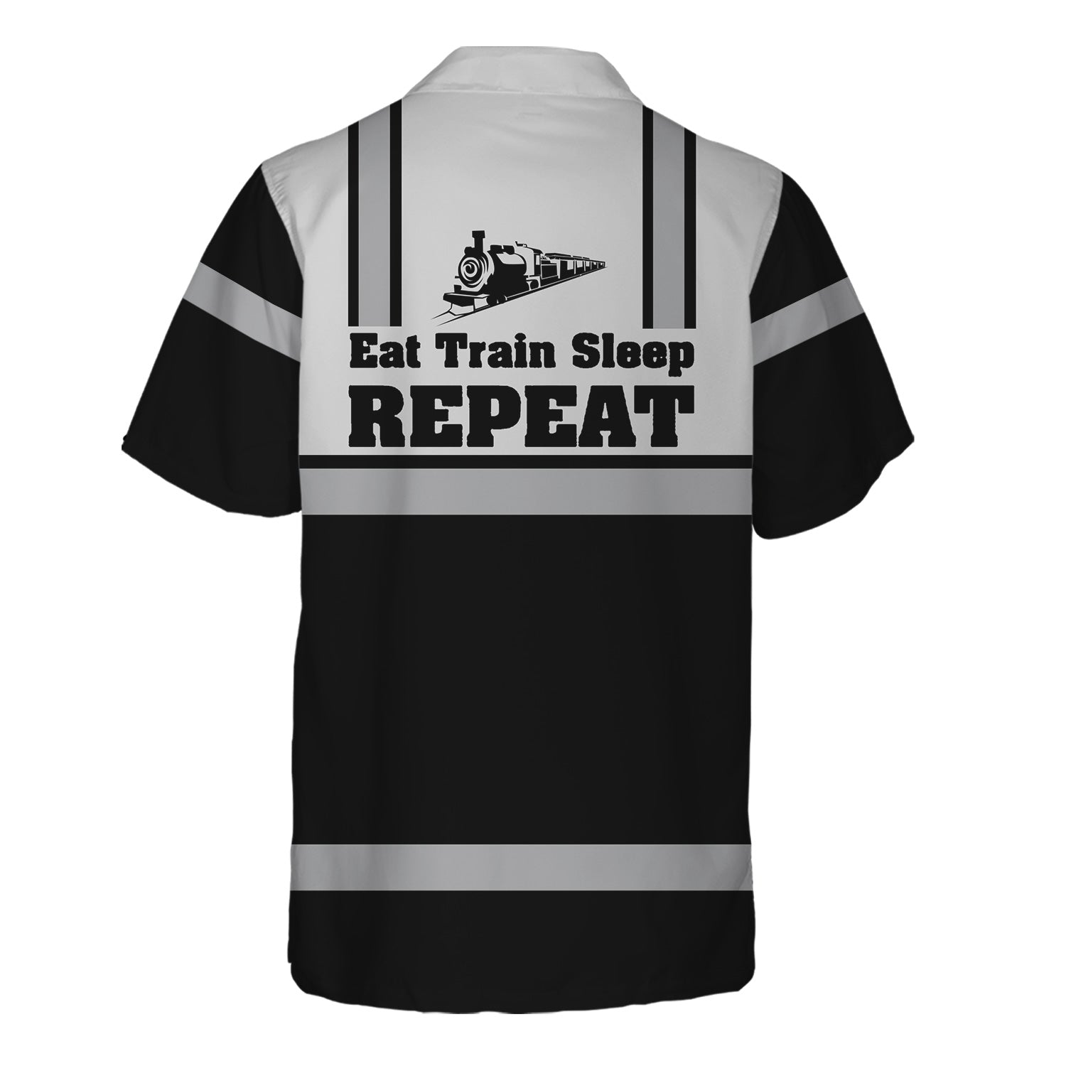 Railspirit Custom Name Bessemer And Lake Erie Railroad Hawaiian Shirt Eat Train Sleep Repeat Printed Train Shirt