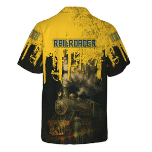 Railspirit Personalized Alaska Railroad Hawaiian Shirt Vintage Train Art Style Shirt For Locomotive Fans