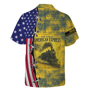 Railspirit Personalized Alaska Railroad Hawaiian Shirt Retro American Express Train With USA Flag Shirt