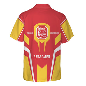 Railspirit Personalized Kansas City Southern Hawaiian Shirt Custom Year Railroader Shirt Gift Idea For Train Lover