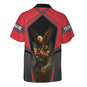 Railspirit Personalized Kansas City Southern Hawaiian Shirt American Eagle Vintage Train Shirt