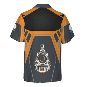 Railspirit Personalized Genesee & Wyoming Inc. Railroad Hawaiian Shirt Steam Locomotive Engine Graphic Train Shirt All Over Print