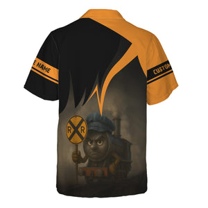 Railspirit Personalized Genesee & Wyoming Inc. Railroad Hawaiian Shirt Angry Train Hawaiian Shirt Gift Idea For Train Lover