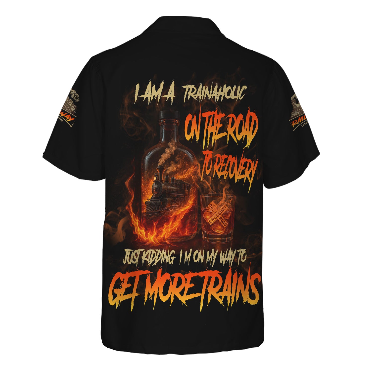 Railspirit Personalized Train Hawaiian Shirt I Am A Trainaholic On The Road To Recovery Just Kidding I'm On My Way To Get More Trains Shirt