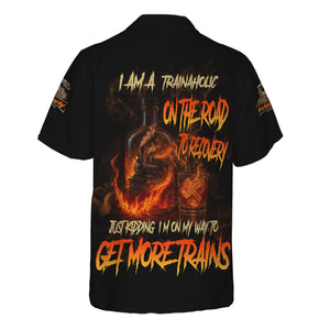 Railspirit Personalized Train Hawaiian Shirt I Am A Trainaholic On The Road To Recovery Just Kidding I'm On My Way To Get More Trains Shirt