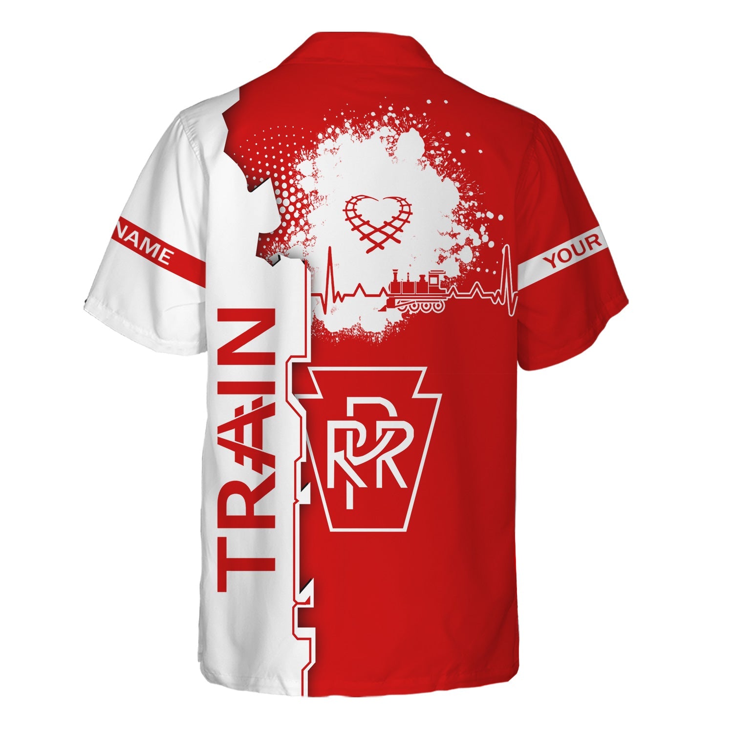 Railspirit Personalized Pennsylvania Railroad Hawaiian Shirt Engine Heartbeat and Track Love Style Shirt Gift Idea For Train Lovers