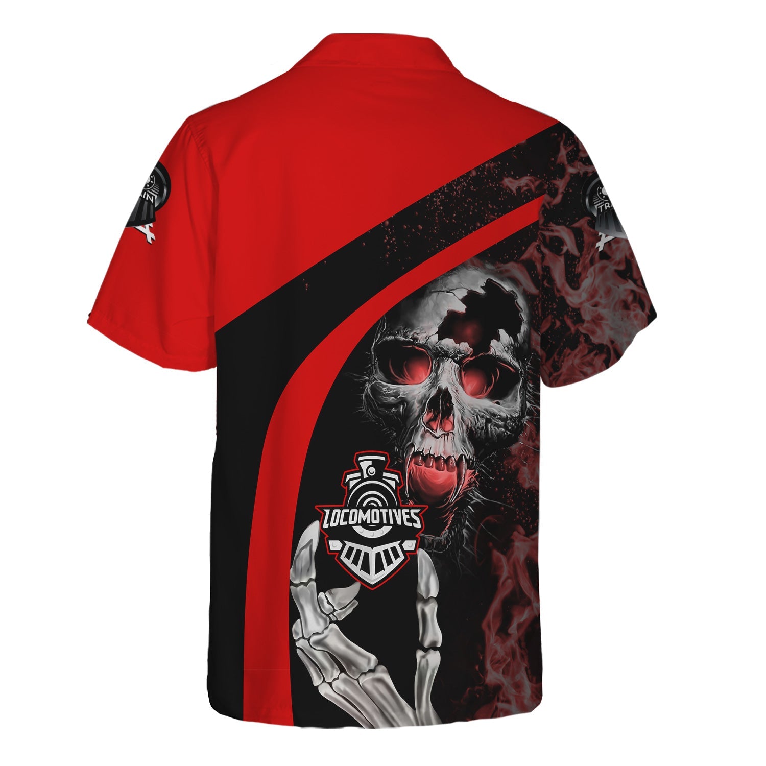 Railspirit Personalized Pennsylvania Railroad Hawaiian Shirt Flame Skull Design Train Shirt for Locomotive Fans