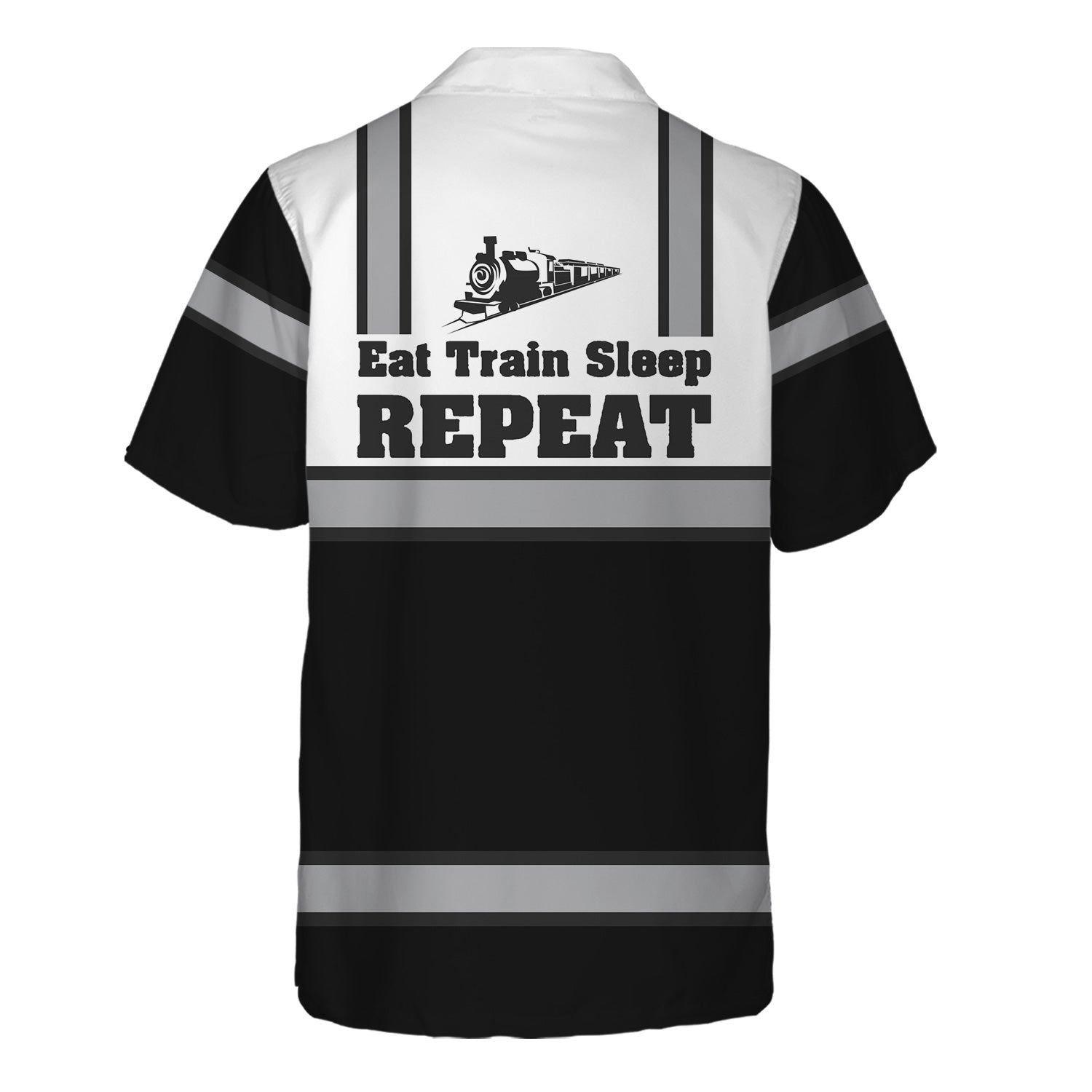 Railspirit Custom Name New York Central Railroad Hawaiian Shirt Eat Train Sleep Repeat Printed Train Shirt