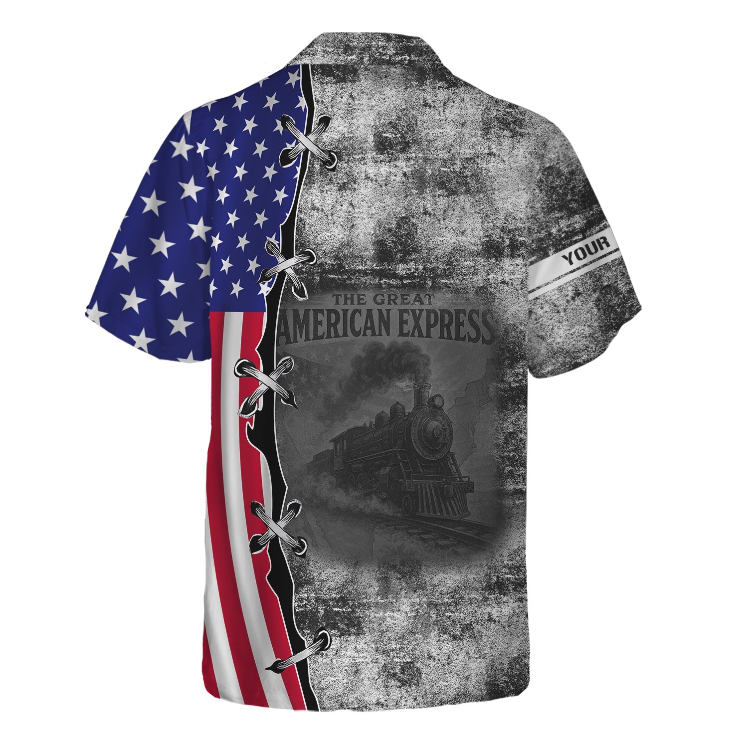 Railspirit Personalized New York Central Railroad Hawaiian Shirt Retro American Express Train With USA Flag Shirt