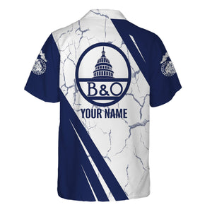 Railspirit Personalized Baltimore and Ohio Railroad Hawaiian Shirt Crackle Texture Style B&O Shirt For Trackhead