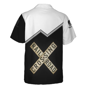 Railspirit Personalized Northern Pacific Railway Hawaiian Shirt Railroad Crossing Printed Train Track Shirt