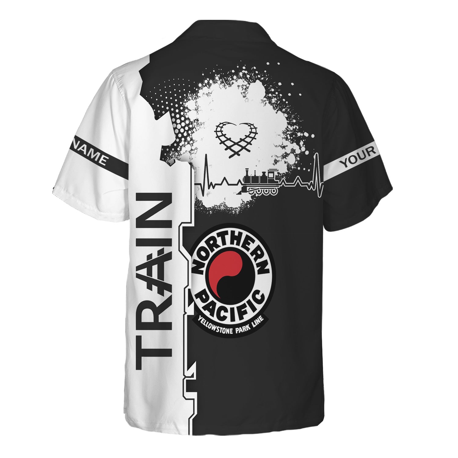 Railspirit Personalized Northern Pacific Railway Hawaiian Shirt Engine Heartbeat and Track Love Style Shirt Gift Idea For Train Lovers