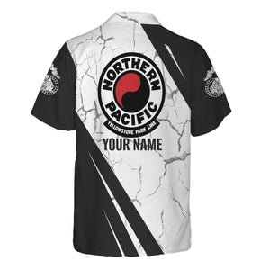 Railspirit Personalized Northern Pacific Railway Hawaiian Shirt Crackle Texture Style Shirt For Trackhead