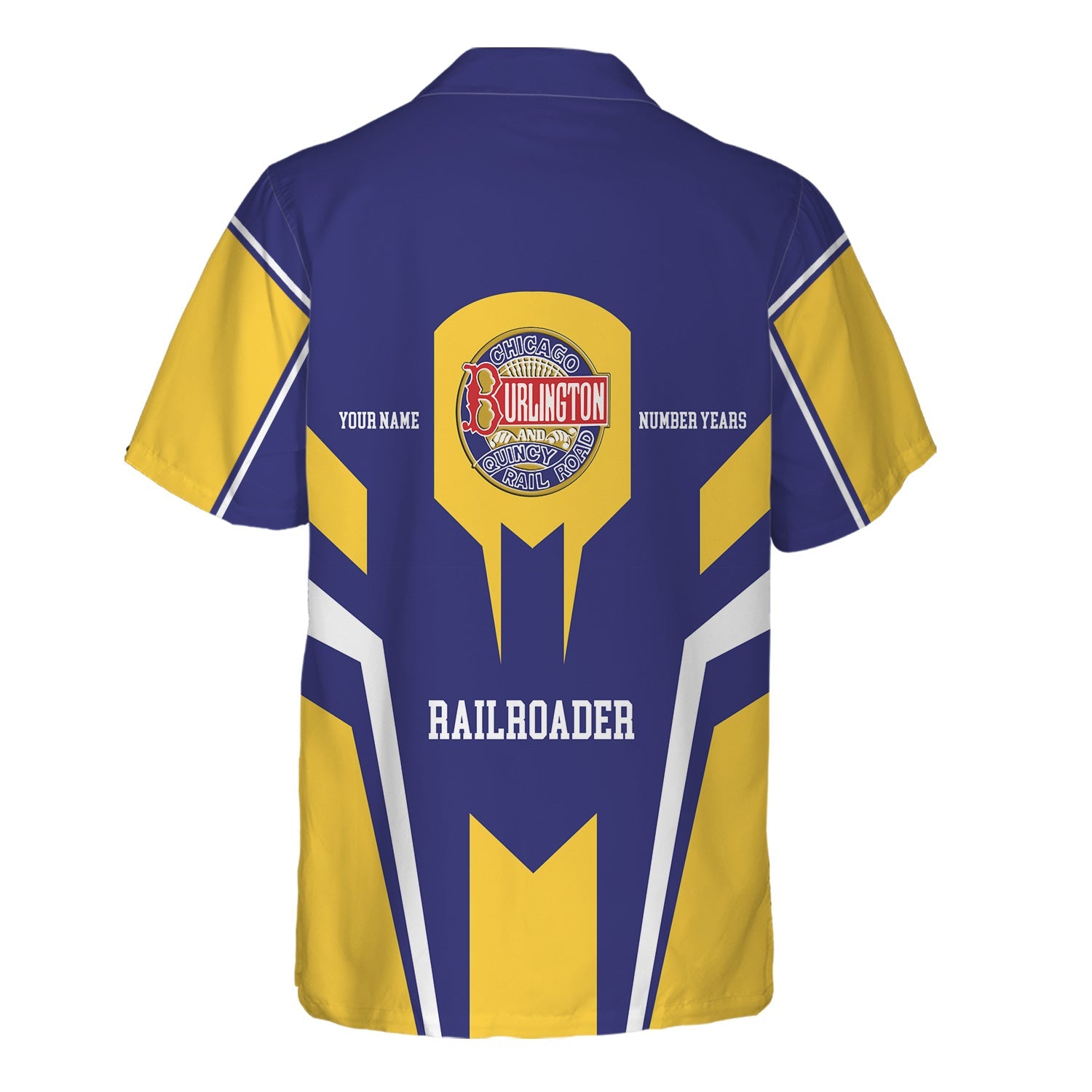 Railspirit Personalized Chicago, Burlington and Quincy Railroad Hawaiian Shirt Custom Year Railroader Shirt Gift Idea For Train Lover