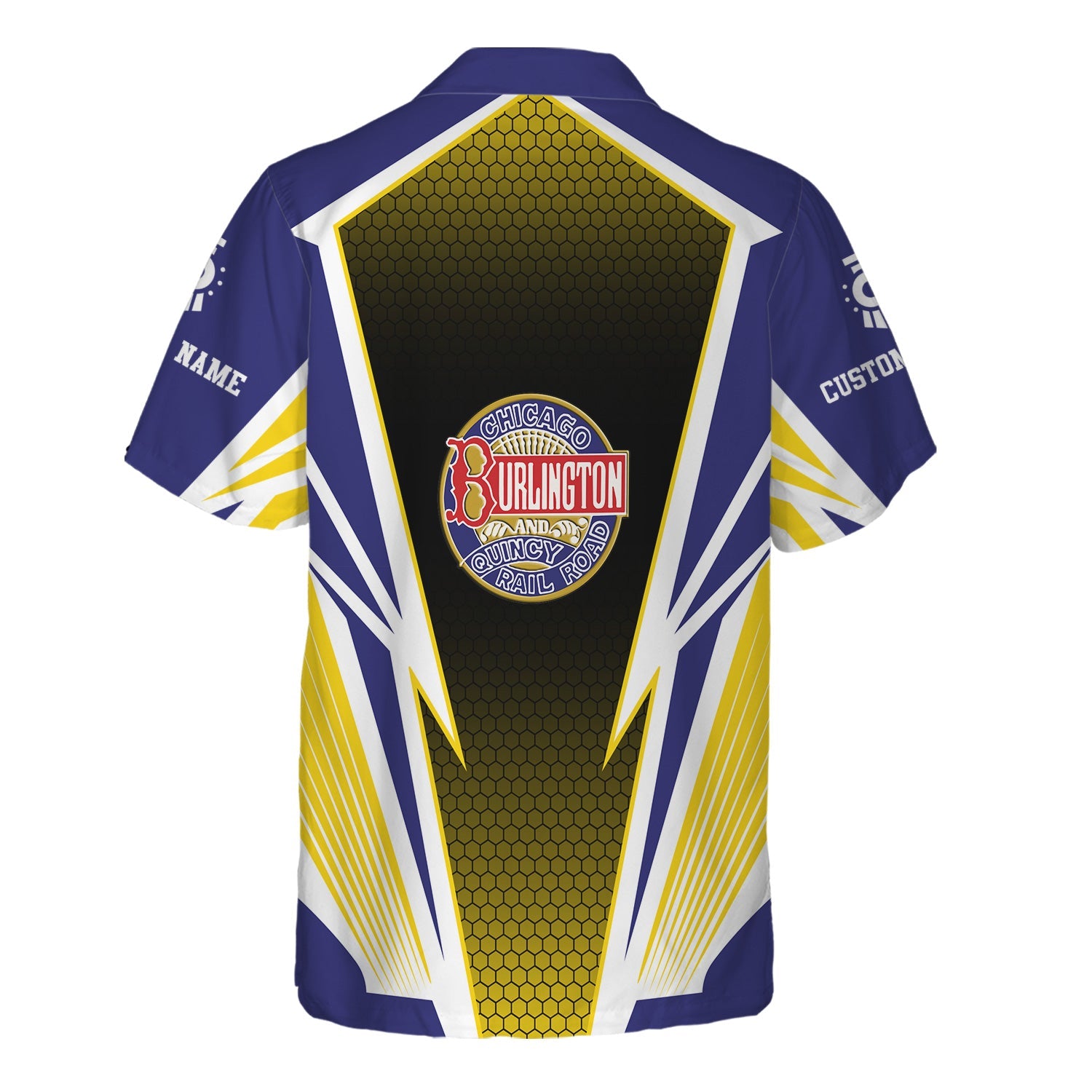 Railspirit Personalized Chicago, Burlington and Quincy Railroad Hawaiian Shirt Lightning Graphic Style Shirt Gift Idea For Train Lover