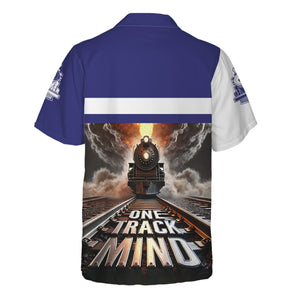 Railspirit Personalized Chicago, Burlington and Quincy Railroad Hawaiian Shirt One Track Mind Train Printed Shirt