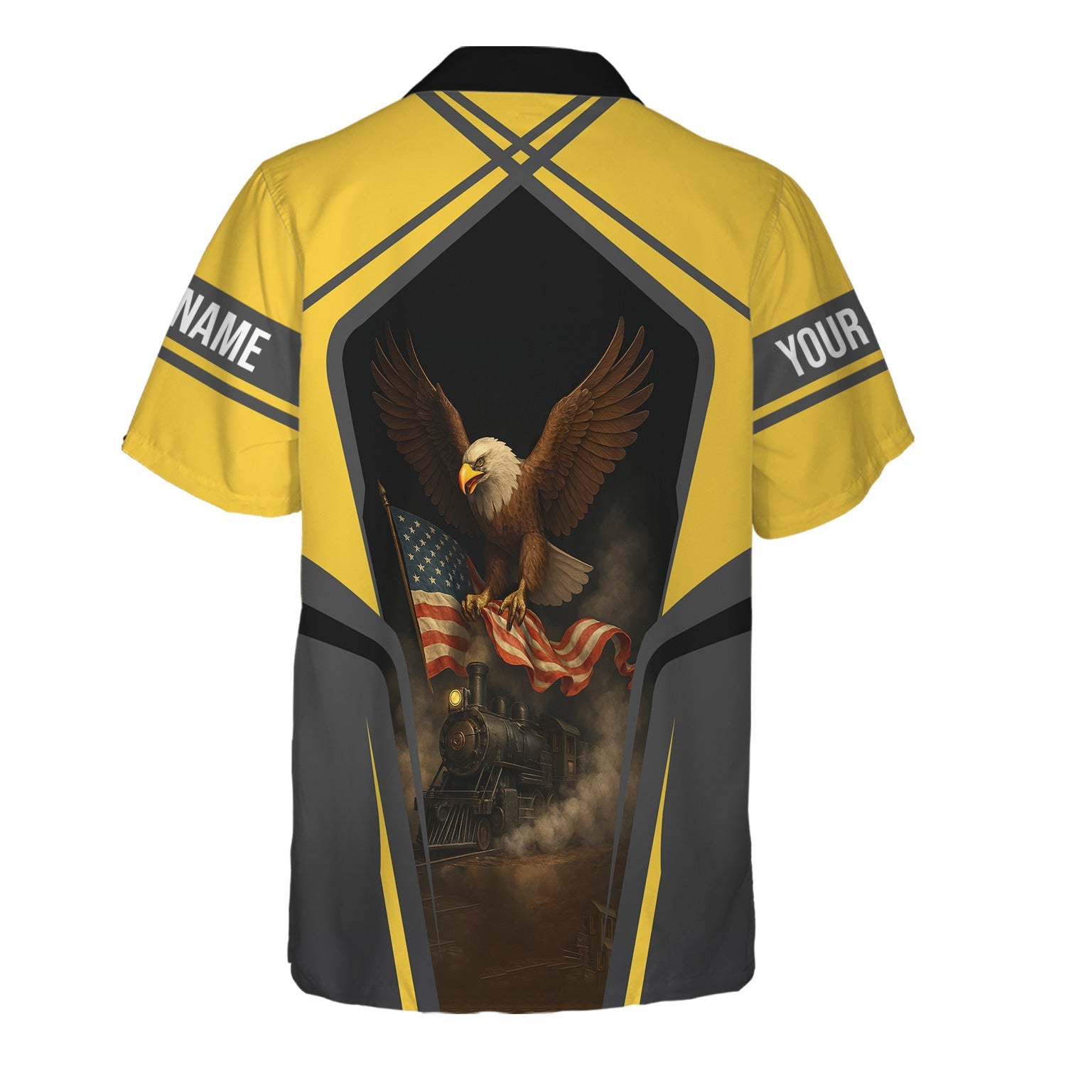 Railspirit Personalized Erie Railroad Hawaiian Shirt American Eagle Vintage Train Shirt