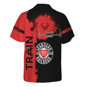 Railspirit Personalized Seaboard Air Line Railroad Hawaiian Shirt Engine Heartbeat and Track Love Style Shirt Gift Idea For Train Lovers